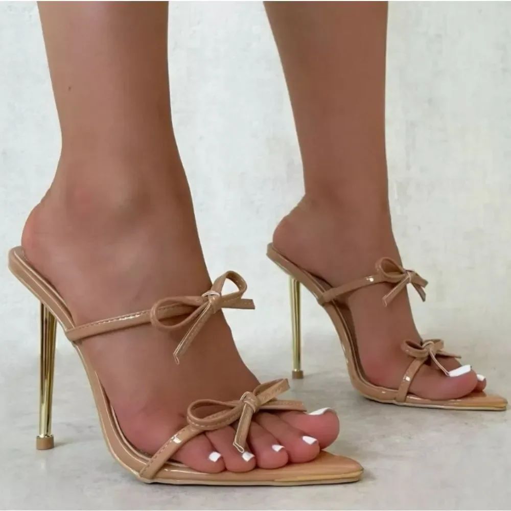 BRAND NEW KAYLEEN BY LOS ANGELES POINTED-TOES BOWKNOT SLIDES HEELS MULES SANDAL